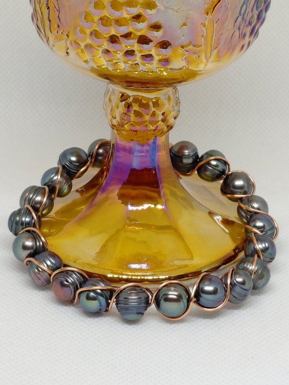Vintage Marigold Collection Peacock Pearl Copper Bracelet